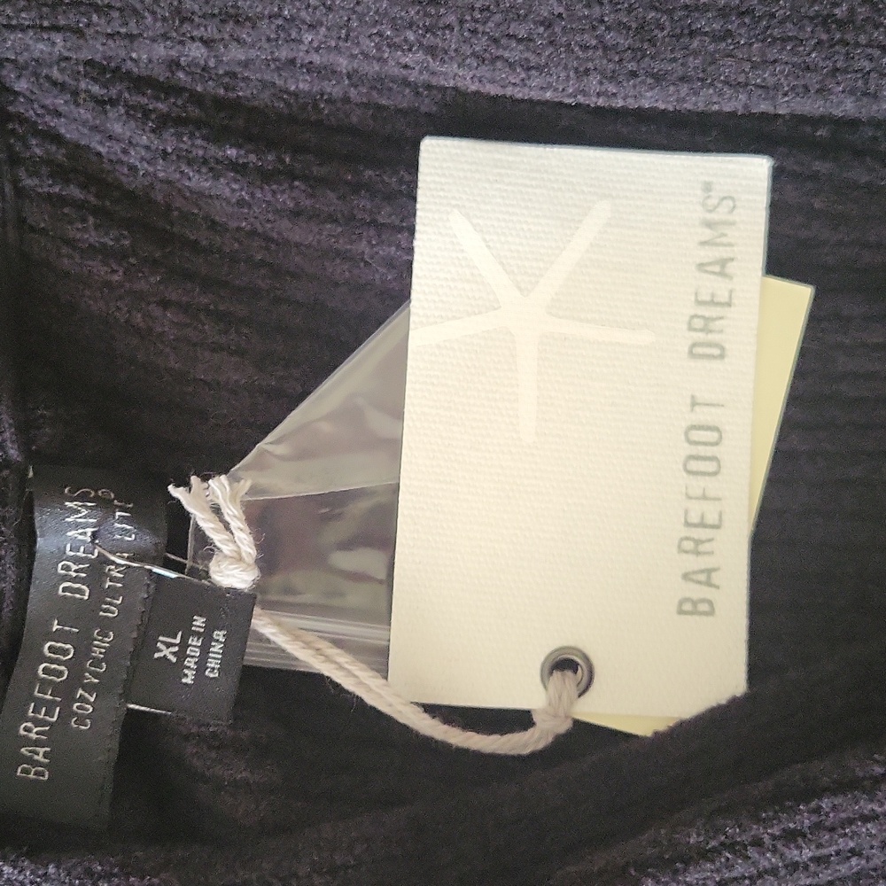 Barefoot Dreams CozyChic Ultra Lite Black Ribbed Hooded Cardigan - Picture 2 of 4